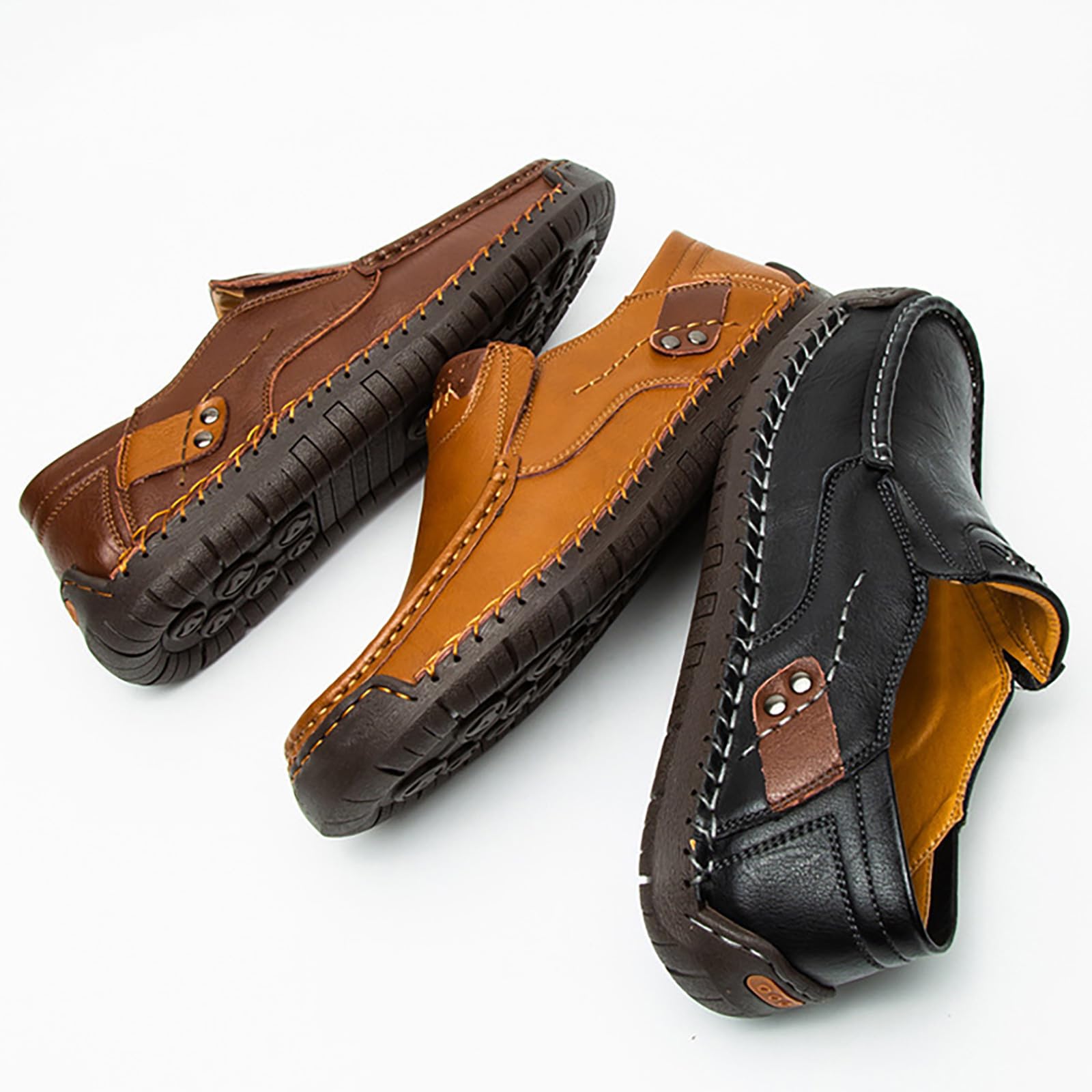 Mocasines de cuero para hombre, sin cordones, de caña baja, ligeros, cómodos, transpirables, informales, para exteriores, zapatos de vestir con suela suave