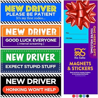 Rio Salto 4-Pack Funny Large New Driver Car Magnet Please Be Patient Magnetic Permit Student Driver Safety Sign Cool Prank Rookie Funny (Bold Statement, Magnet)