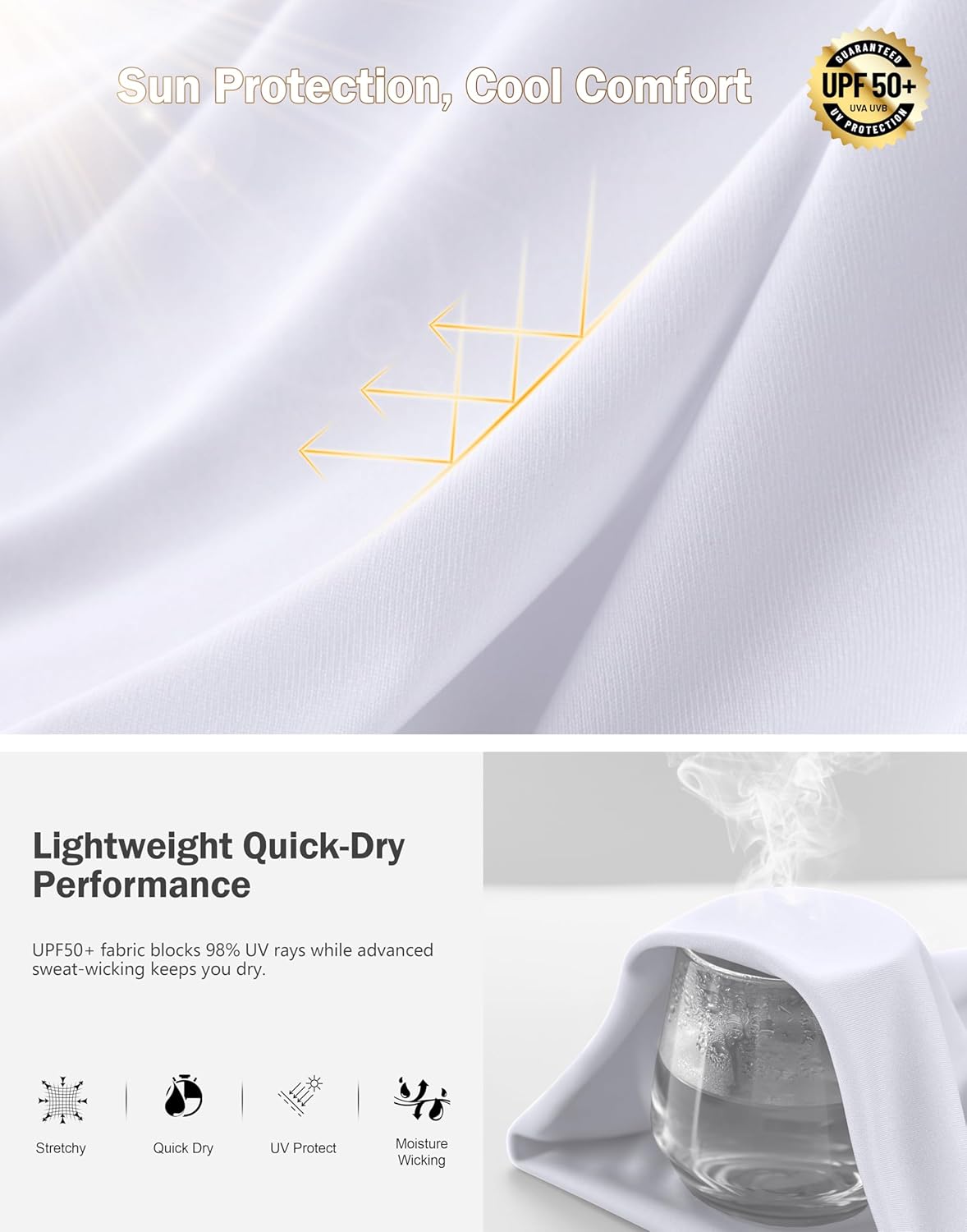 Men's UPF 50+ Sun Protection Dry Fit Workout T-Shirts Rash Guard Swim Shirts Moisture Wicking Tee for Athletic, Beach, Hiking - Image 5