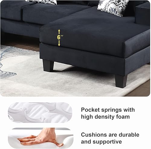 Miniatura 7 de KEVINSPACE Moderno sofá seccional de 1307 pulgadas para sala de estar sofá en forma de U con 2 otomanas extraíbles de 4 asientos para sala de estar