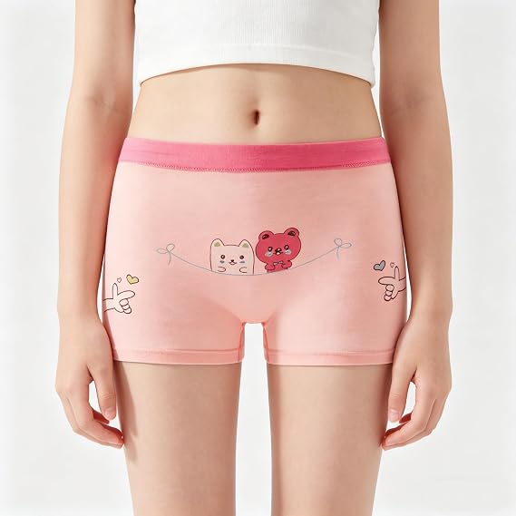 Girls Cotton Underwear Soft Boy Shorts Kids Boxer Briefs Panties(Pack of 5)