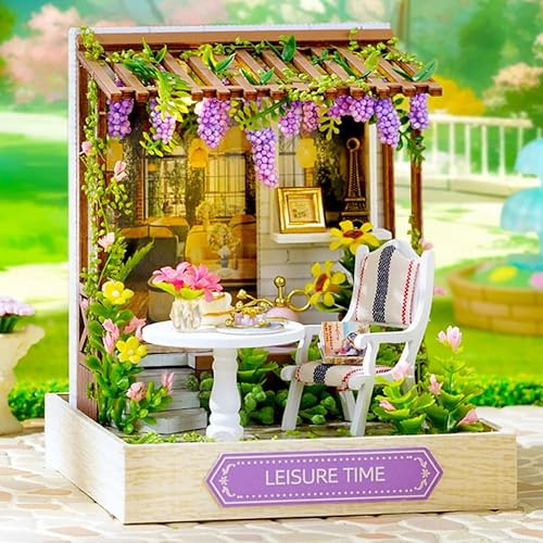 Vista 14 de DIY Miniature Dollhouse Kit Wooden Dolls House with LED Creative Room Mini House Building Kit for Birthday Gift (Lucky Sweet Room)