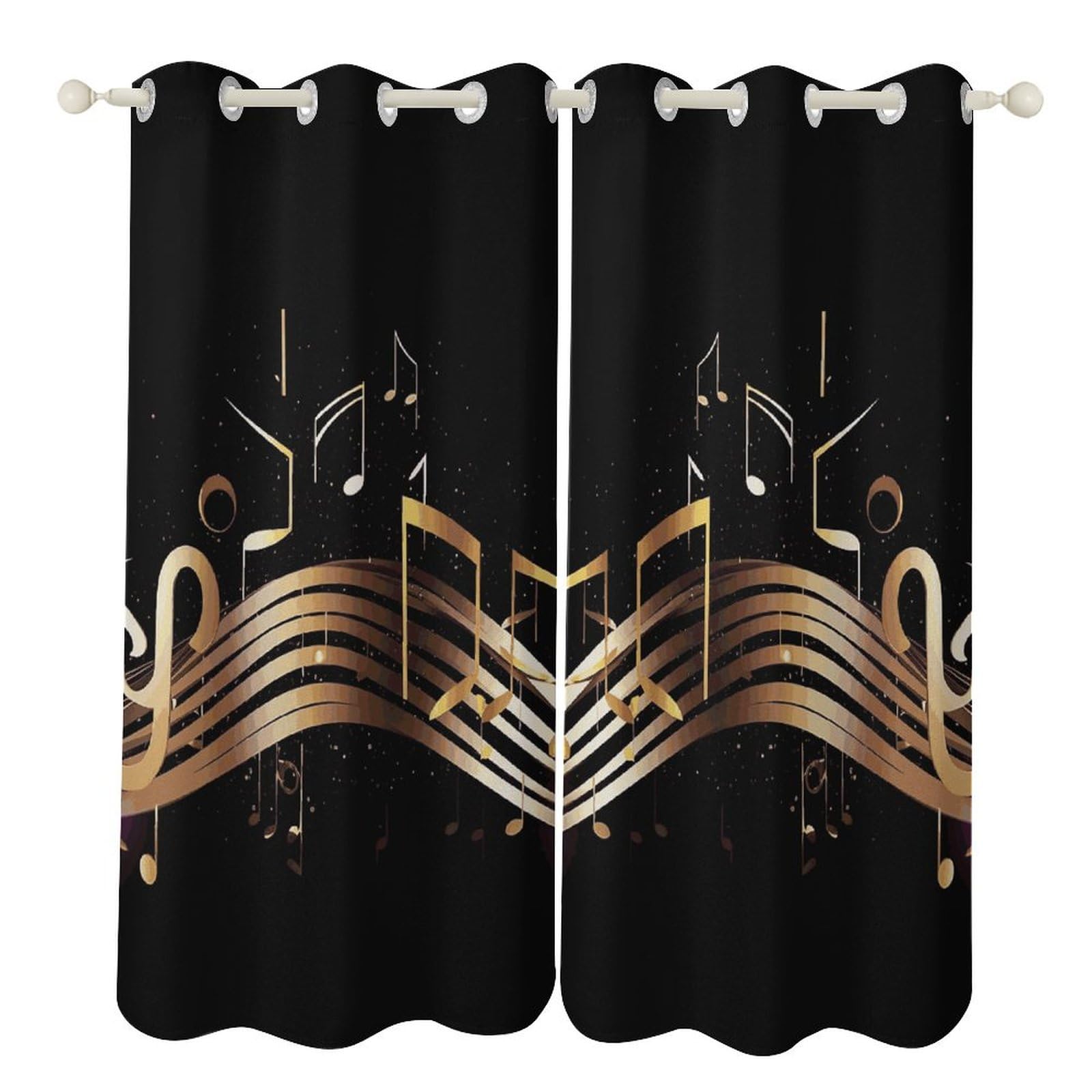 Rideaux occultants thermiques avec motif de musique