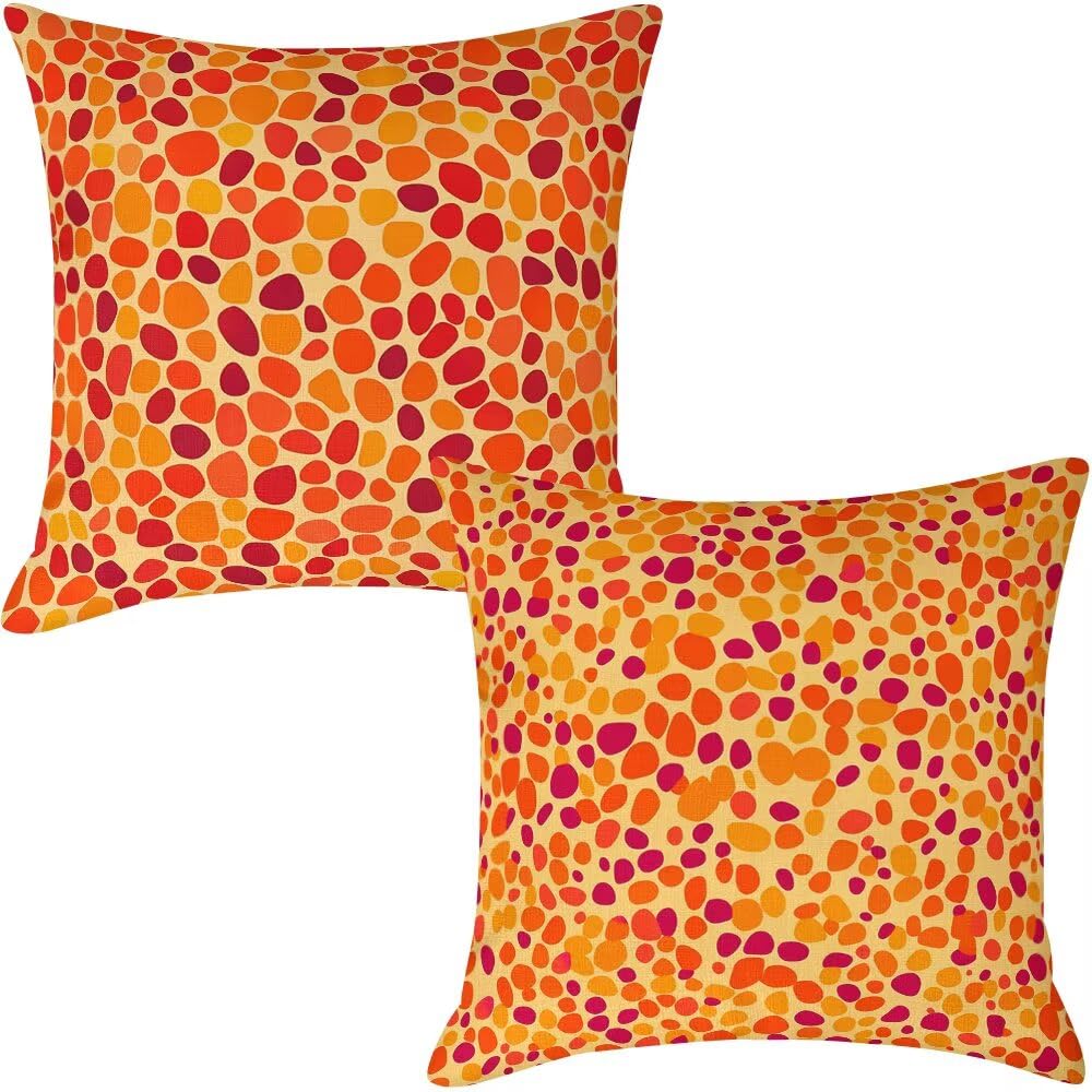 Federe Cuscini da Esterno Impermeabili 65x65 Arancione Copri Cuscini per Divano Astratto Federa Cuscino Moderno Decorativi Copricuscini per Divano Giardino Soggiorno Copricuscino Set di 2 (IU331)