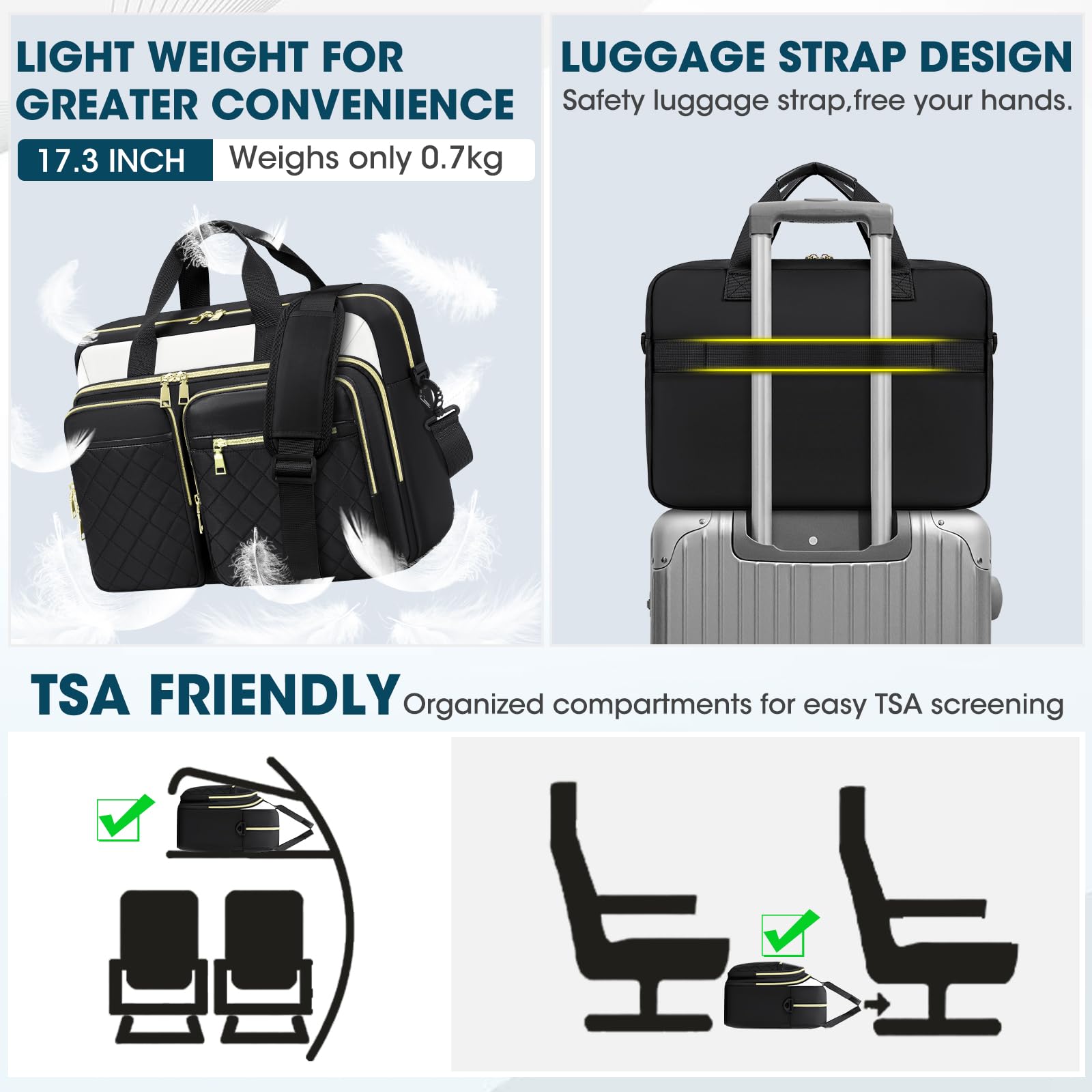 RAINSMORE Sacoche pour Ordinateur Portable Femme Imperméable Sac de Travail Femme Grand Sac Pc Portable Housse Mallette Sac à Bandoulière pour Travail Affaires Université