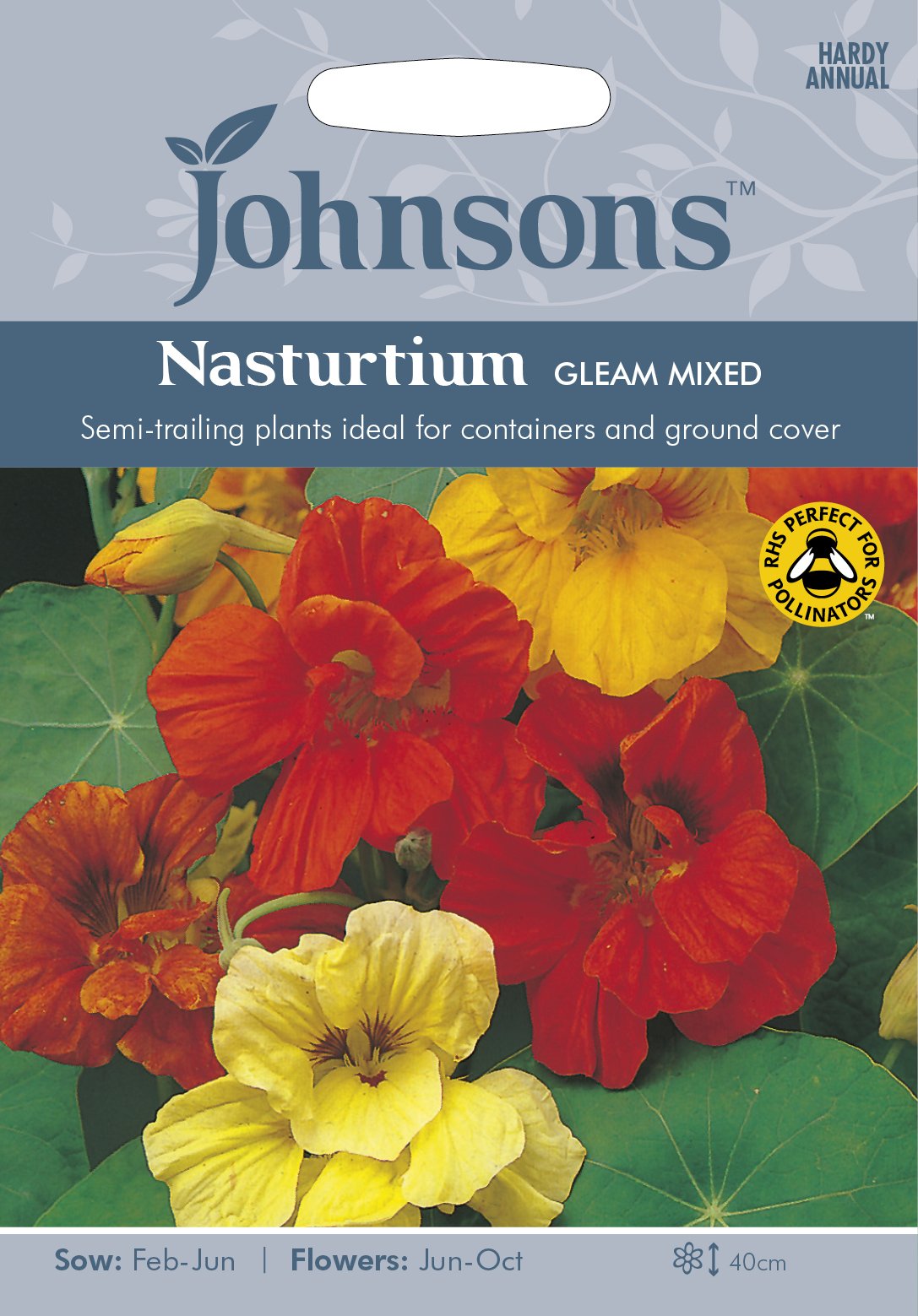 Johnsons 22374 Flower Seeds, Nasturtium Gleam Mixed