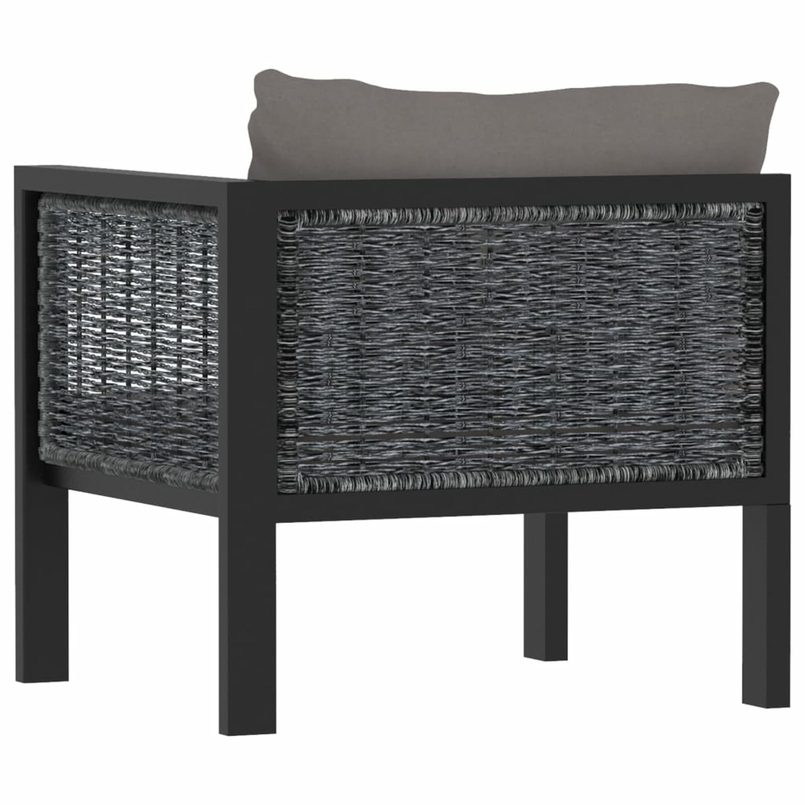 Divano Angolare in Polyrattan, Modulare con Bracciolo Sinistro, 68 x 68 x 64 cm, Alluminio e Tessuto in Poliestere, per Esterno e Interno