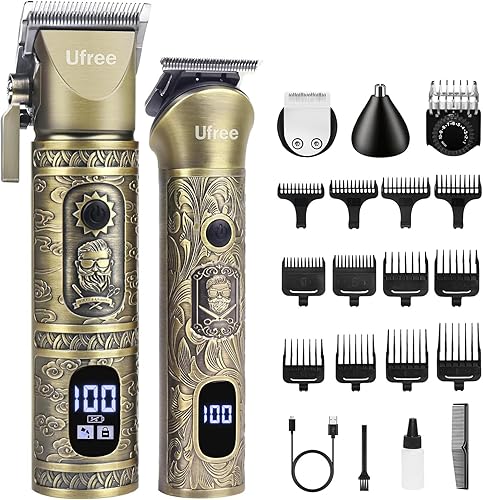 Ufree Cortadora de pelo profesional para hombres, 3 en 1, recortadora de barba para hombre, juego de cortaúñas y recortadoras inalámbricas,