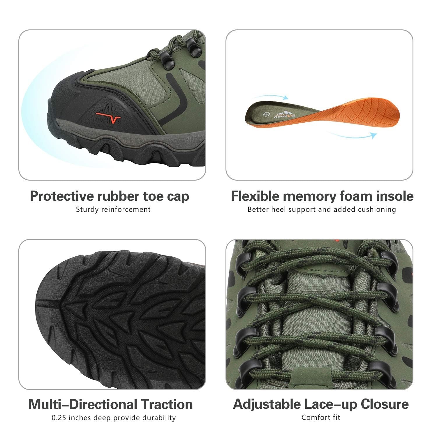 NORTIV 8 Herren wasserdichte Wanderschuhe Low Top Leichte Outdoor Trekking Camping Trail Wanderschuhe