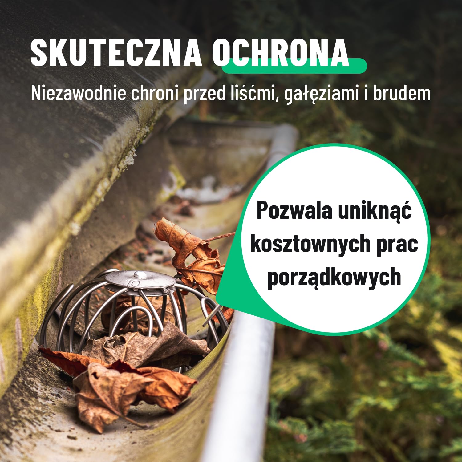 greate rynny dachowe, ochrona przed liśćmi, stal nierdzewna, regulowana od 87 do 100 mm, ochrona rury spustowej jako rynna deszczowa, ochrona liści, rura spustowa