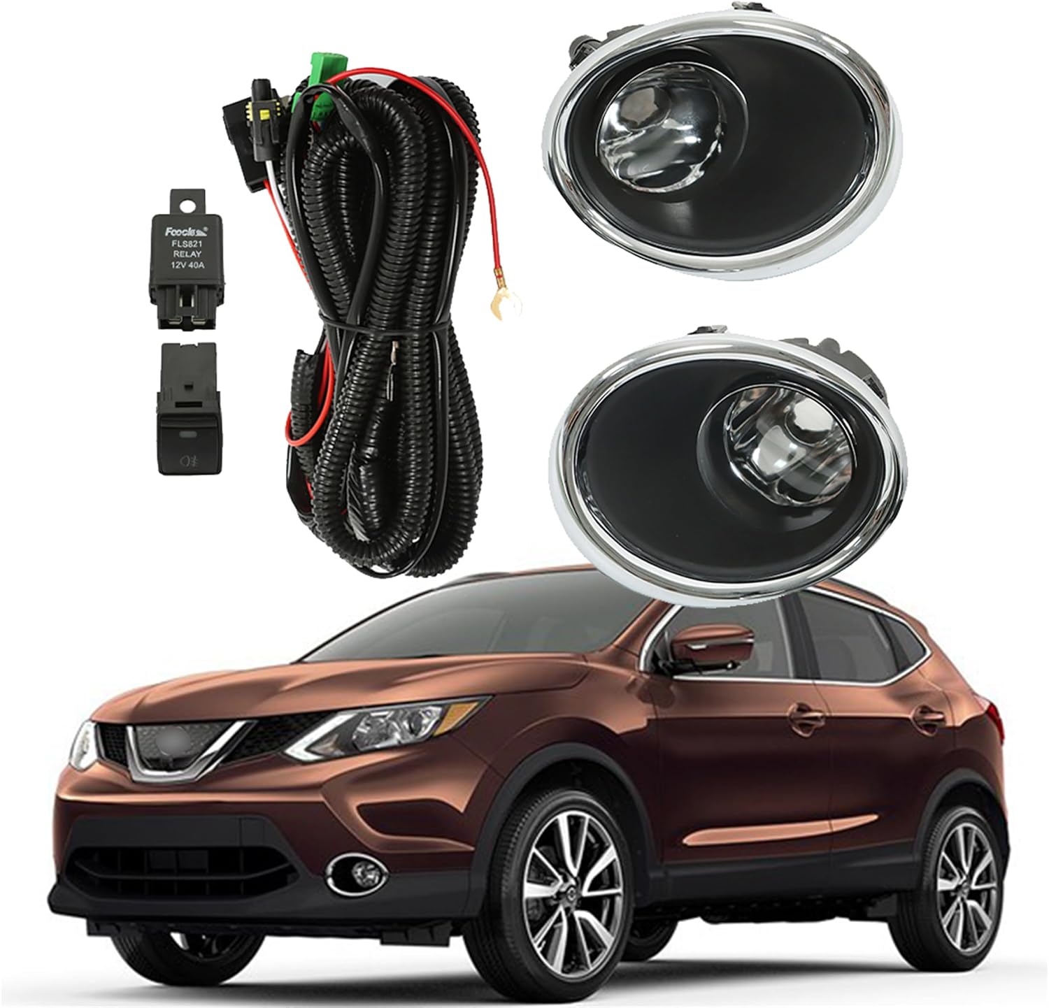 Left and Right Fog Lights Assembly Replacement for Rogue Sport 2017-2018 Driver Passenger Side Clear Lens 5084934