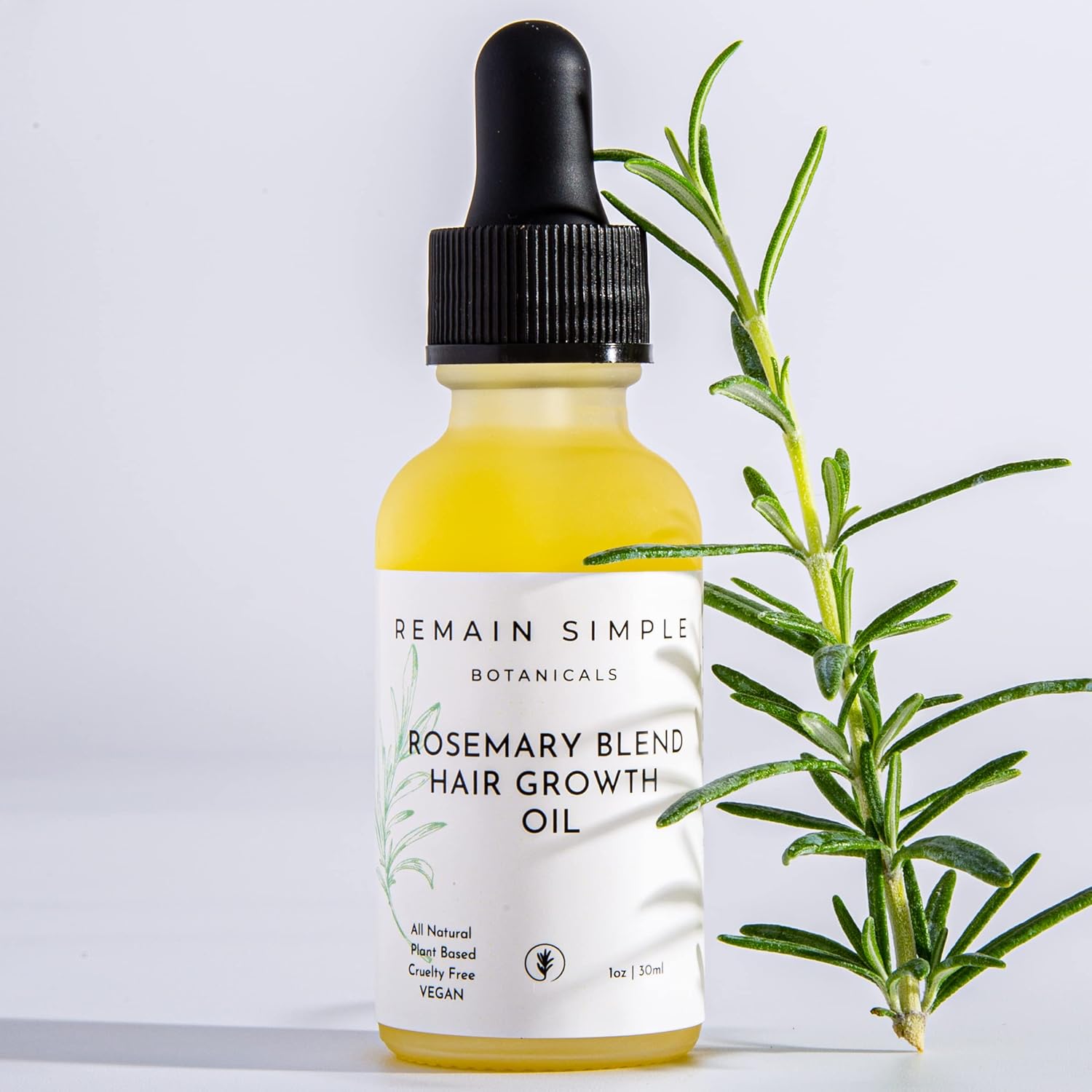 Remain Simple Rosemary Blend Hair Growth Oil - Scalp Treatment for Thinning Hair - Natural 9-Oil Formula with Pumpkin Seed, Peppermint, Fenugreek & Castor Oil for Thicker, Fuller Hair (1 fl oz)
