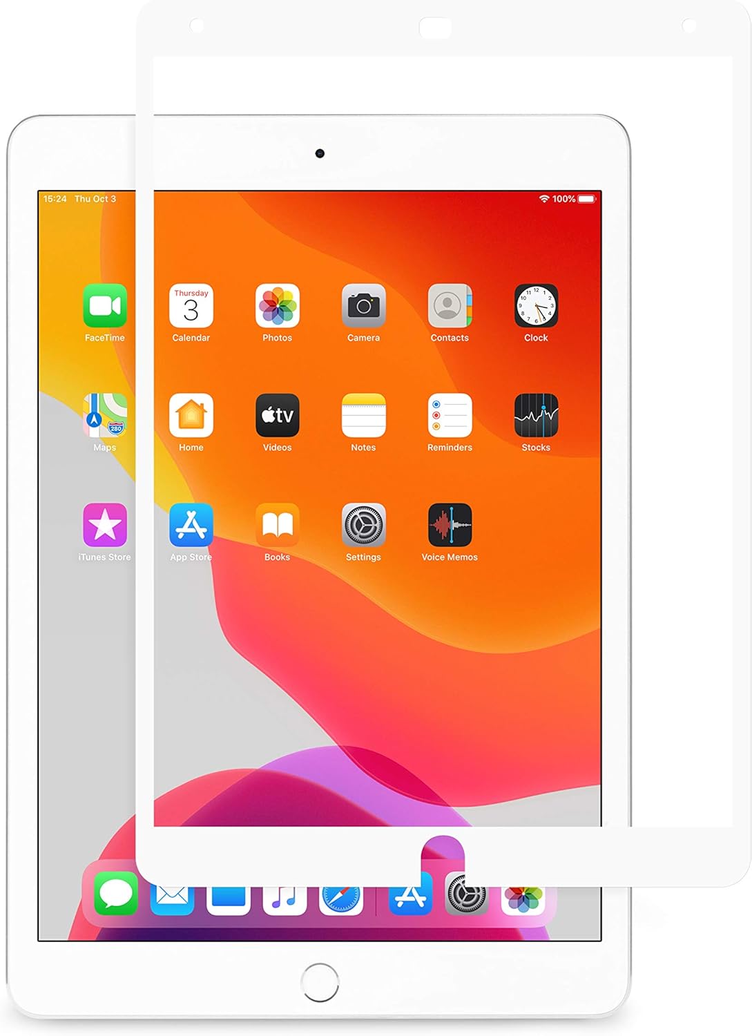 Moshi iVisor AG Screen Protector for 10.2" iPad 8th (2020)/ iPad 7/10.5" iPad Air/iPad Pro, Washable & Reusable, Reduce Fingerprints & Smudging, Compatible with Apple Pencil, Black (Clear/Matte)