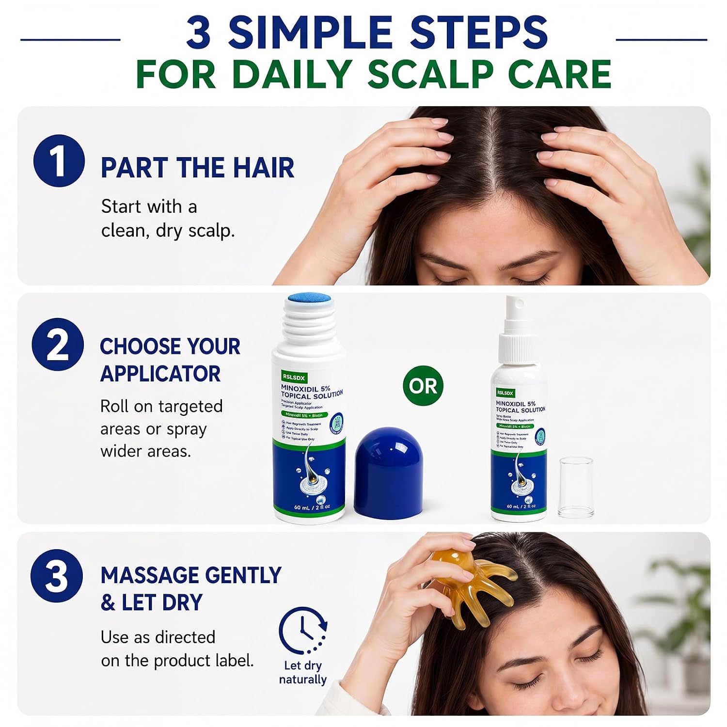 5% Minoxidil for men and women Kit, 8 Pack Spray & Applicator, 16 fl oz
