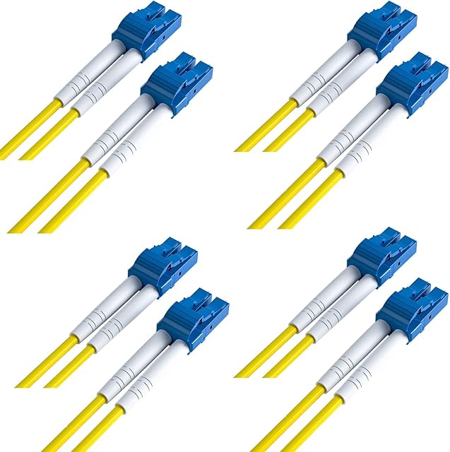LC to LC Fibre Patch Cable 3m, OS1/OS2 Leads Single Mode Duplex 9/125 Fiber Optic Cable (LSZH) for 10Gb/Gigabit SFP Transceiver 4-Pack