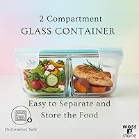 Vista 4 de Moss & Stone 4-Pack Round Kitchen Glass Food Storage Containers Set with Lids – Reusable Glass Meal Prep Containers for Kitchen, Lunch or Fridge
