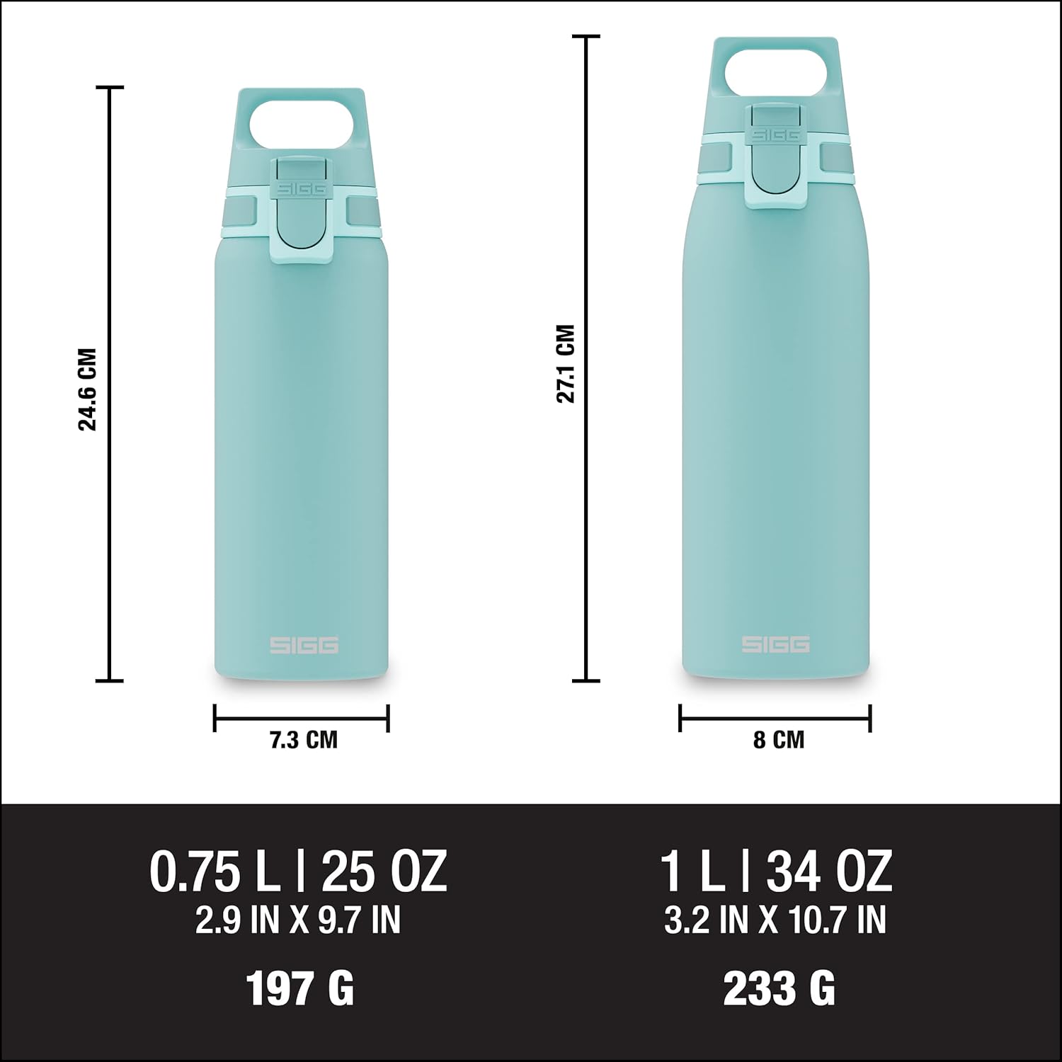 Sigg - Reusable Water Bottle - Shield ONE Glacier - Leakproof - Recyclable - BPA Free - Light blue - 34 Oz - Image 9