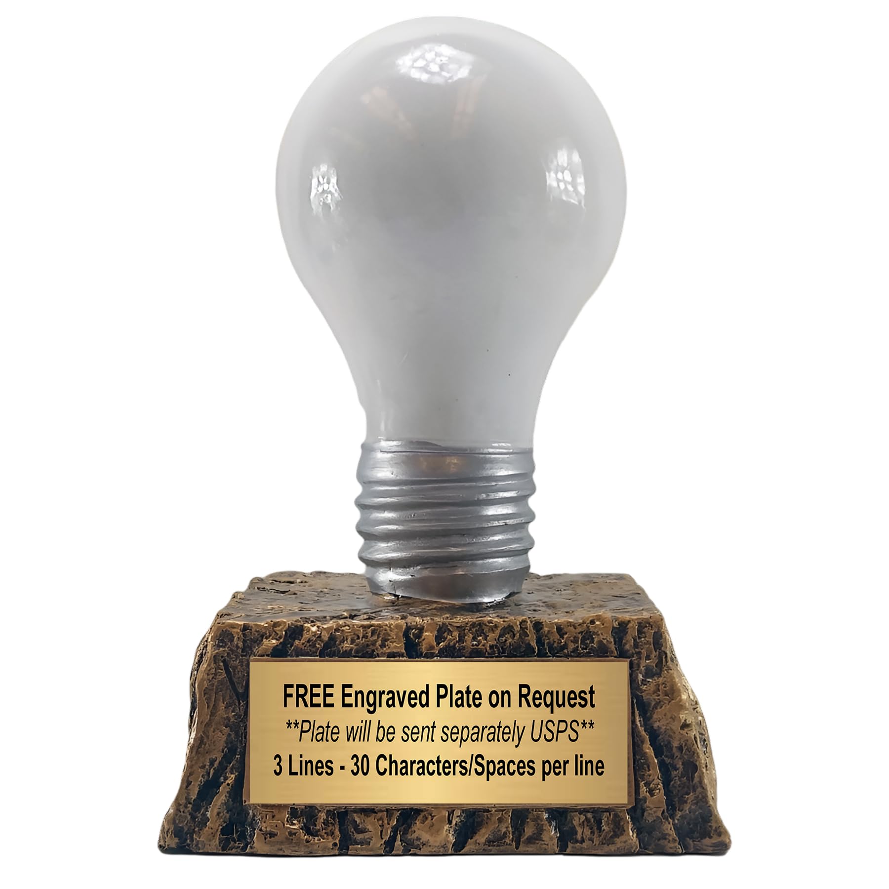 Decade Awards Light Bulb Trophy - Great Idea Award - Luminous Recognition Tribute for Creativity, Innovation or Bright Achievements - Custom Engraved Plate on Request (6 Inch)