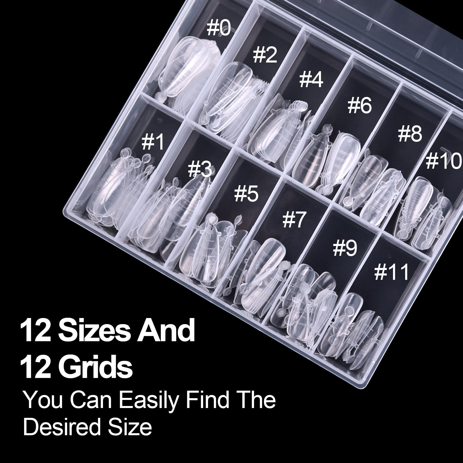 120 formine doppie per unghie in gel di estensione per unghie, copertura completa, 12 misure, mandorla trasparente, per gel solido, colla, nail art, design per casa e salone