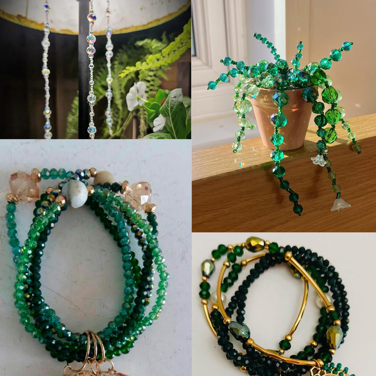 850pcs 6mm Glass Beads for Jewelry Making, Green Crystal Beads, Assorted Briolette Faceted Loose Bulk Bead for Crafts DIY, Suncatchers, Bracelets, Earring, Necklace - Image 6