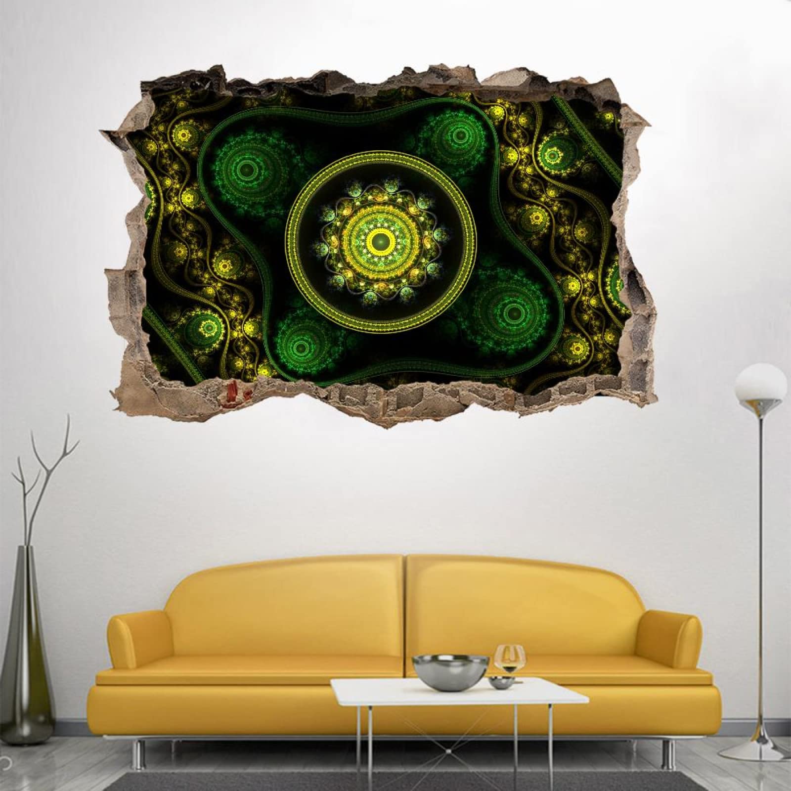 Blume 3D Wandtattoo Wanddurchbruch Wandaufkleber, Abstrakt Wandsticker Wanddeko Wandbilder, 120x80 cm Vinyl Wand Aufkleberfür Wohnzimmer Schlafzimmer Badezimmer Flur Küche Möbel Aufkleber