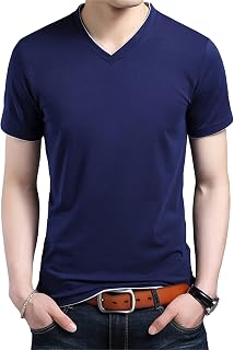 Soluo Short-Sleeve V-Neck Shirt for Men Summer Active Athletic Dry Fit T-Shirts Regular-Fit Cotton Stretch Gym Tees