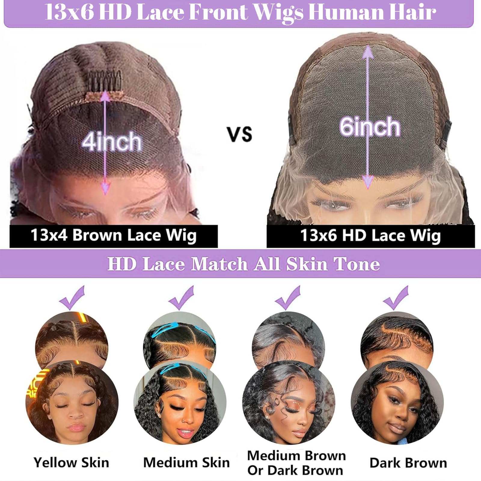 Deep Wave 13x6 Lace Front Wig Human Hair, 200% Density