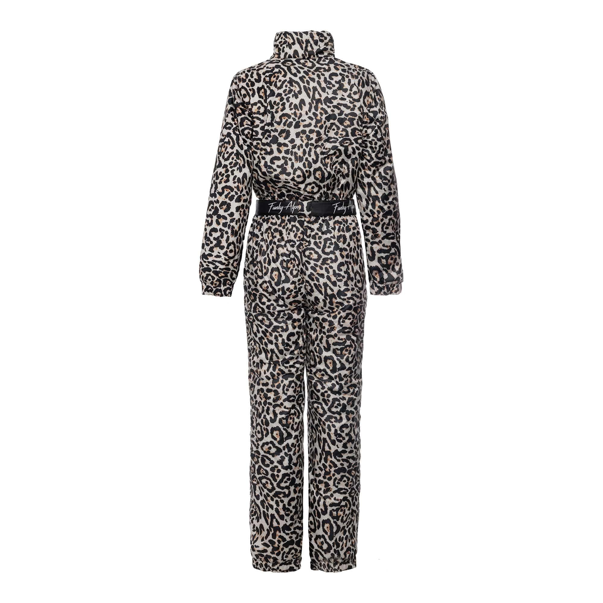 Funky Alps – Tuta da sci Panther Print – Panter Leopard – Tuta da sci – Tuta intera – Onesie – Impermeabile e antivento – Unisex – Stampa – Taglia S-XXL
