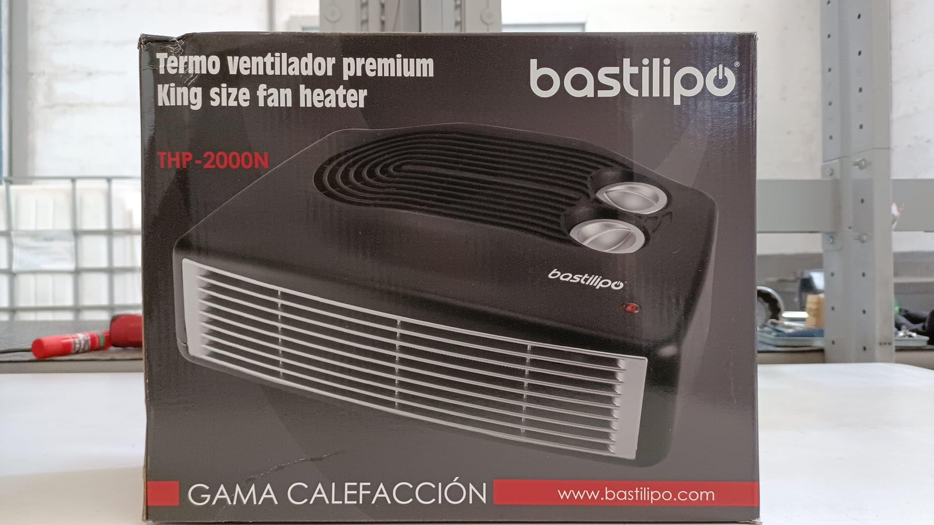 Termoventilador horizontal premium negro, 1000/2000W, termostato, silencioso (58dB) - Modelo: THP-2000N