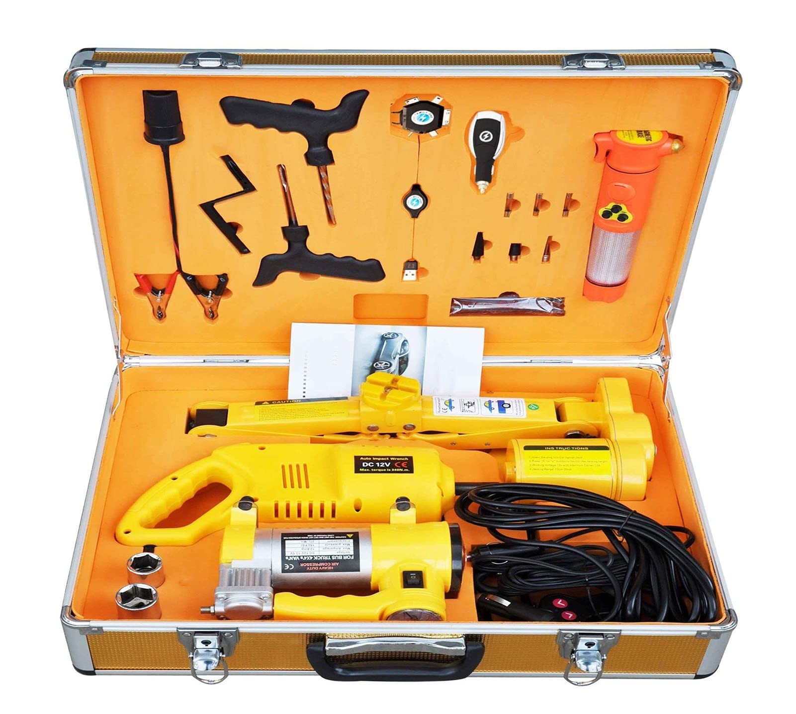 QUSYZD Trailer Jack, Electric Scissor Jack Impact Wrench Tire Air Pump Aluminum Box Car Repair Tool Change,