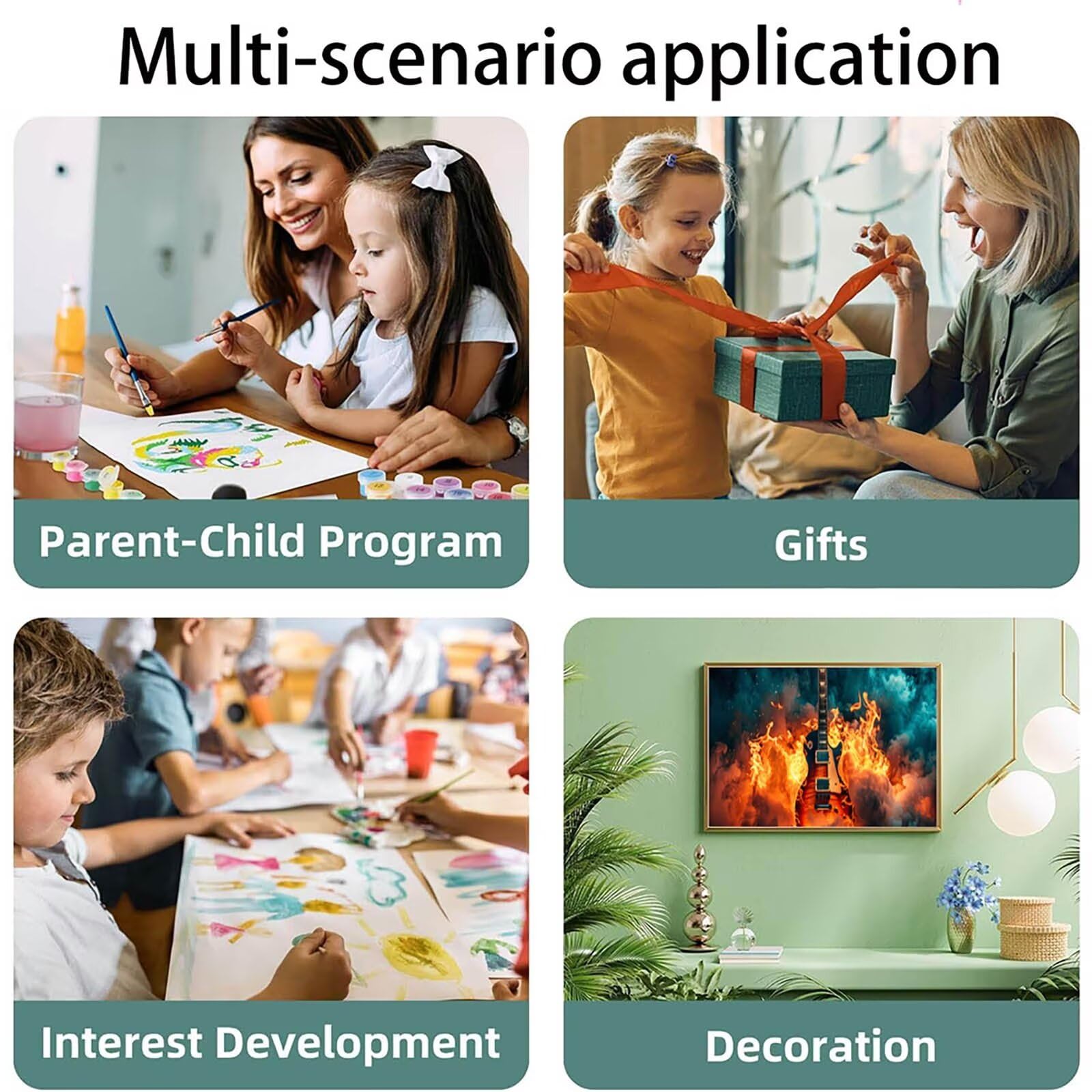 Pintar por Numeros Adultos Flamear, Pintar por Numeros Niños Kit Manualidades Adultos Guitarra Cuadros para Pintar por Numeros Pintura Acrílico, Cuadros Decoracion Salon Modernos 80X160cm 7w-M-D