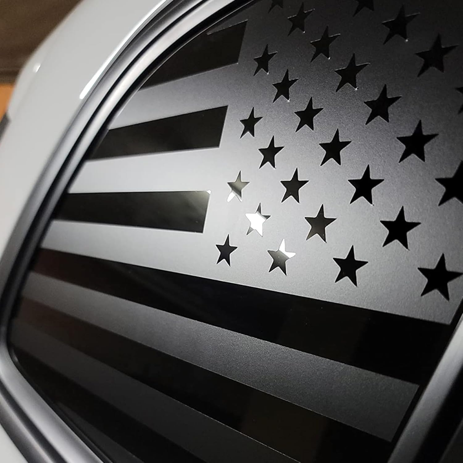 Zhizhong Rear Side Window Decal Compatible with 2011-2021 Jeep Grand Cherokee, Precut Matte Black American USA Flag Vinyl Sticker (A Pair)