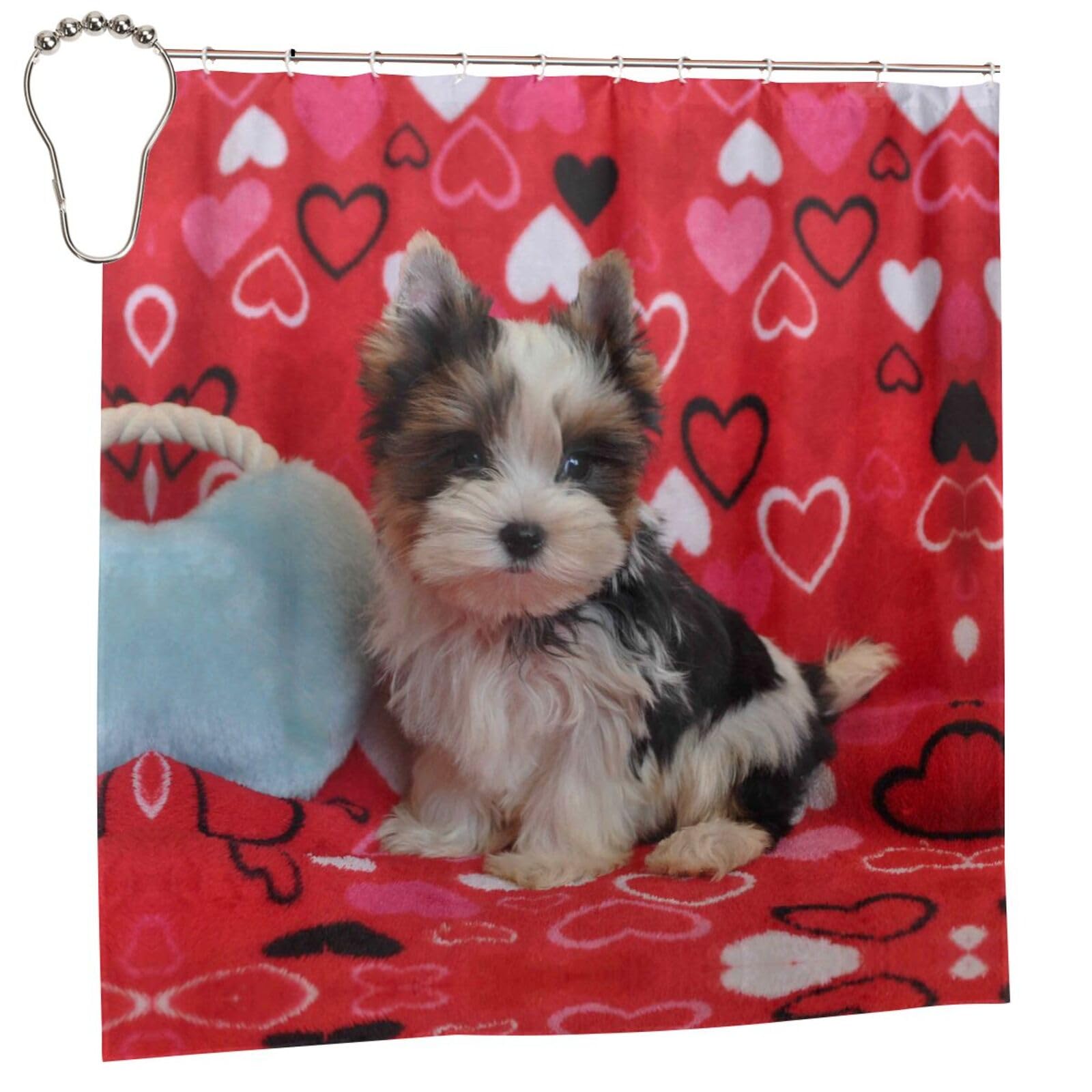 Rideau de douche chiot imperméable Yorkie pour rideau salle de bain hôtel
