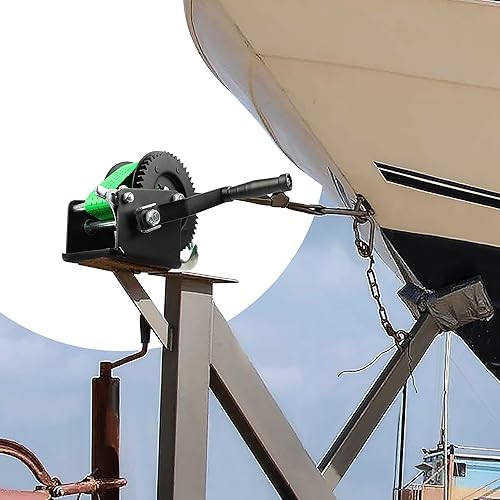 Miniatura 7 de Cabrestante de remolque de barco resistente de 1200 libras con correa de 30 pies, con gancho, trinquete de 2 vías y cabrestante de remolque de