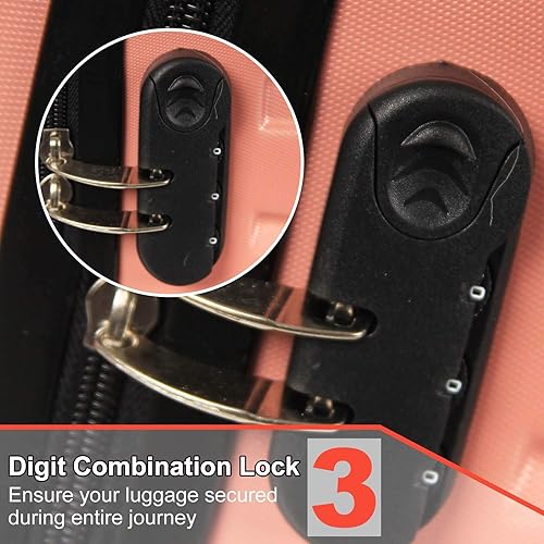 Miniatura 8 de Juego de maletas de 4 piezas Juego de maletas de carcasa dura de ABS Maletas de viaje ligeras con ruedas giratorias Funda de maleta gratis 18 20 24