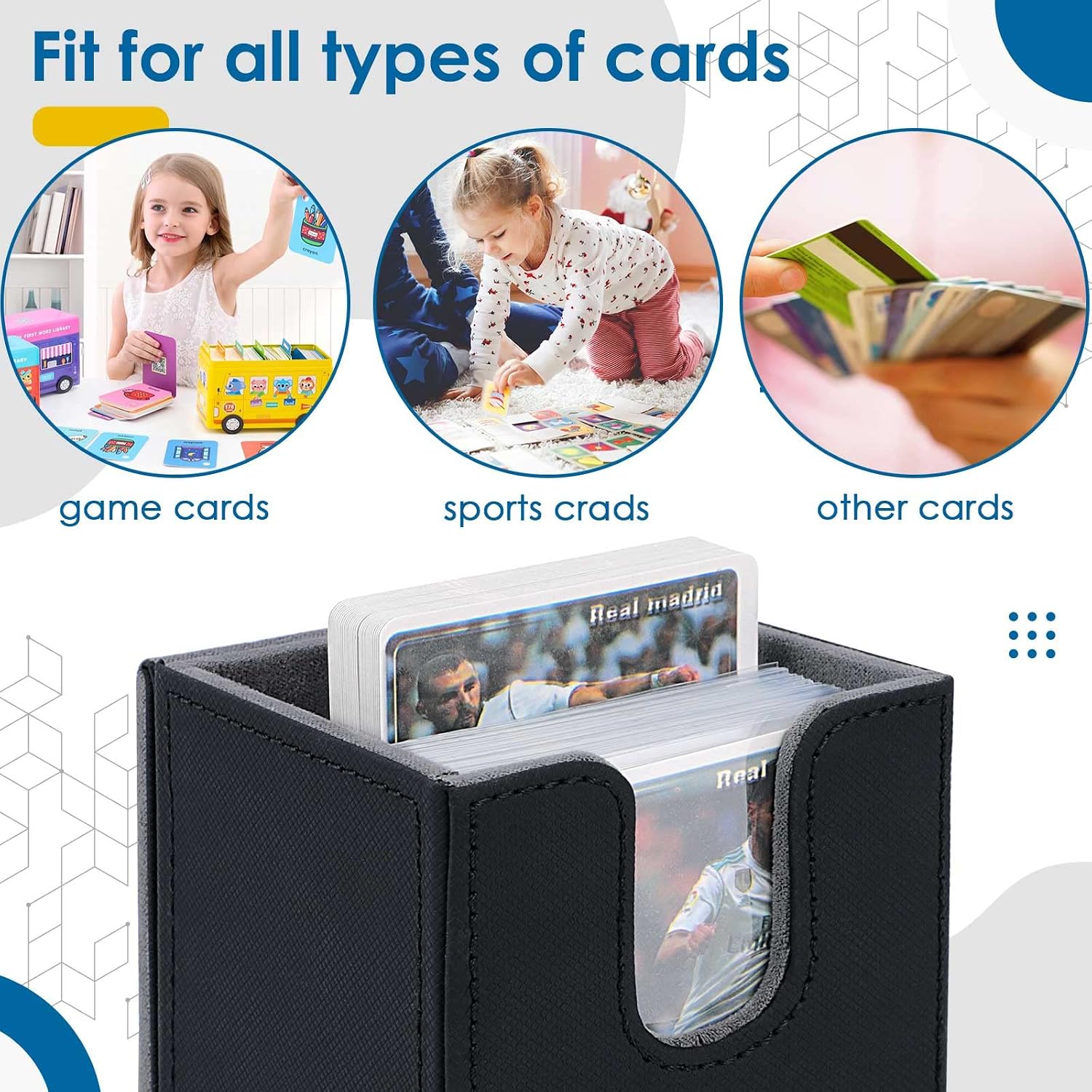 Homthy 100+ Card Deck Case for Trading Cards, Card Deck Boxes with 100 PCS Penny Card Sleeves Commander Card Storage Box Magic Card Protectors Fit for YuGiOh, MTG and Sport Cards