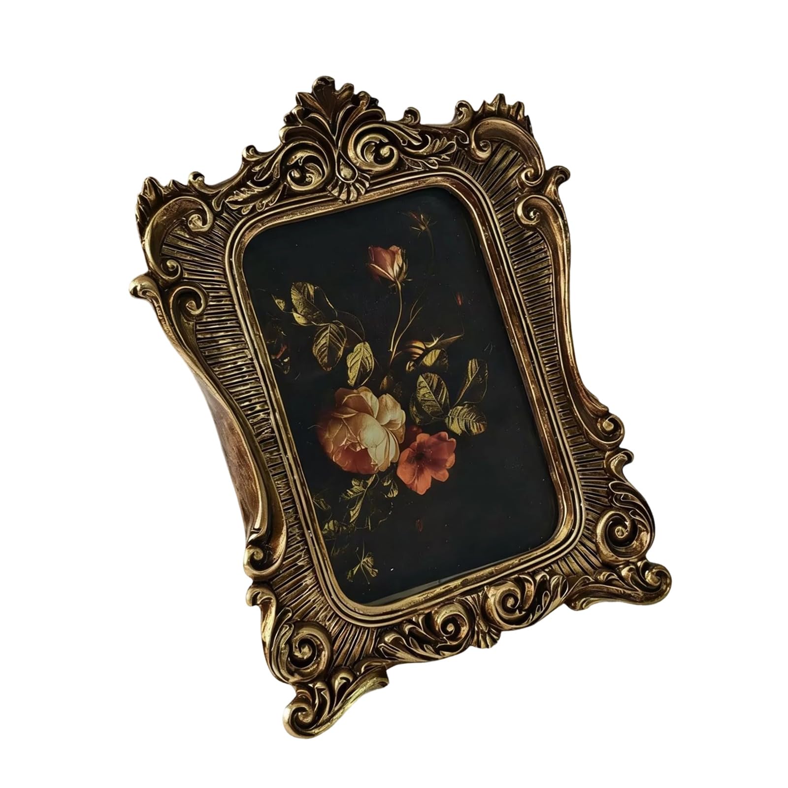 Artistic Bronze Resin Photo Frame with Elegant Carved Patterns for Home Styling Home Deck Frame