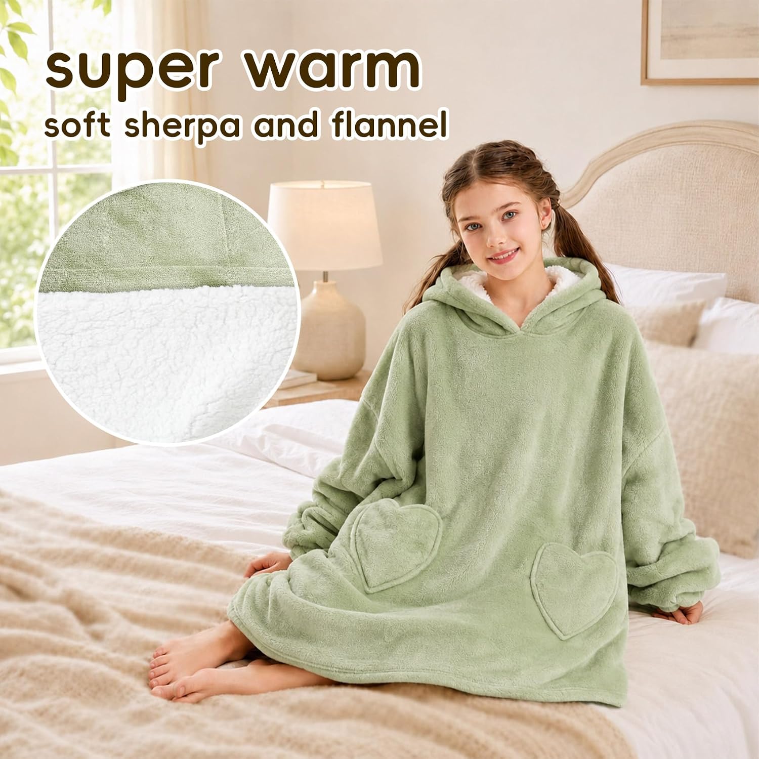 Wearable Blanket Hoodie for Women Men Kids,Oversized Hoodie with Pockets
