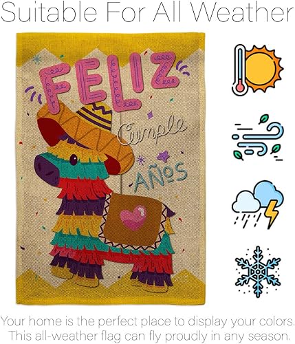 Miniatura 6 de Bandera de jardín de arpillera de Feliz Cumpleaños, regalo de pastel de cumpleaños, regalo de ramo de caramelos, ocasión de aniversario, fiesta,