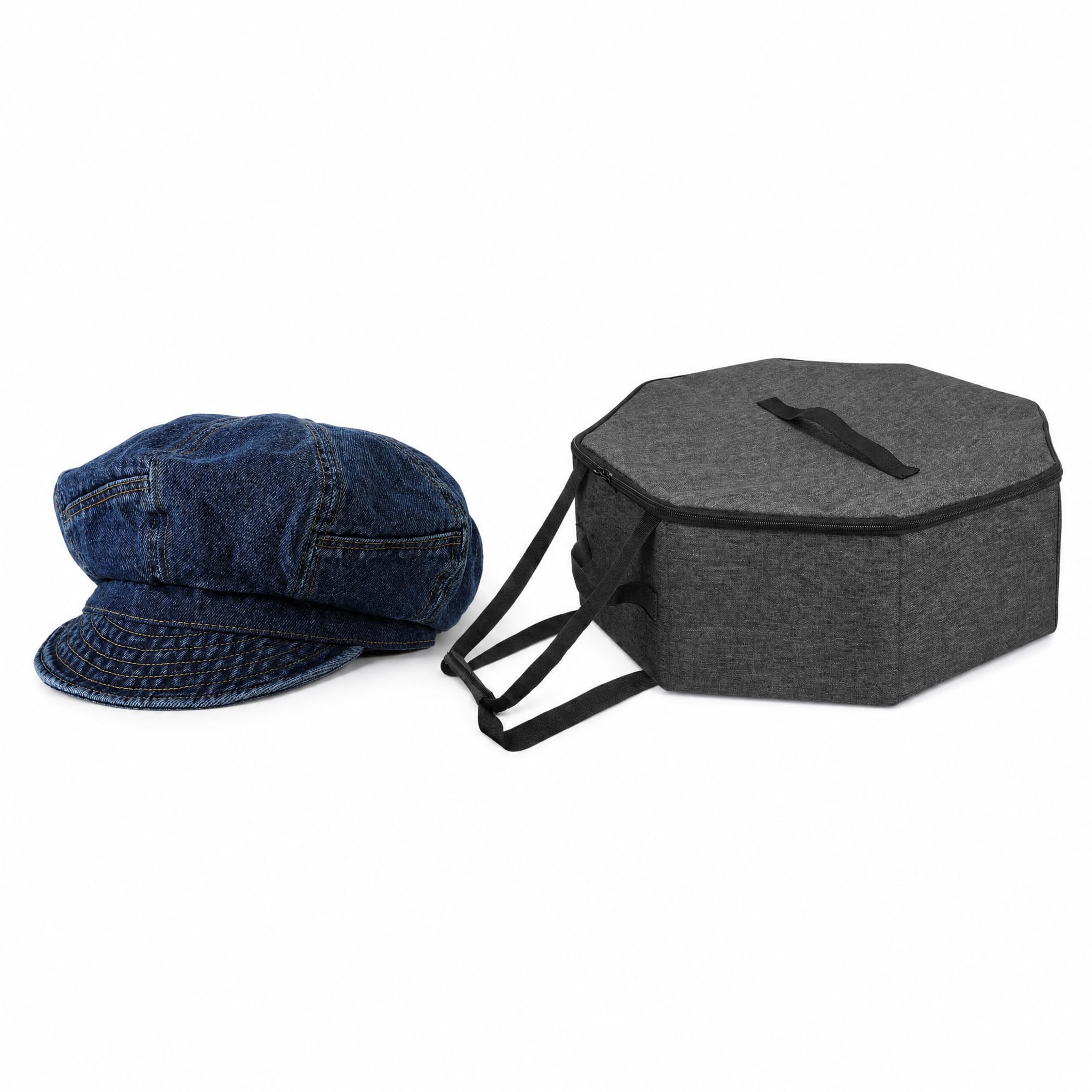 rockible Gorra Plana de Mezclilla para Mujer con Estilo Clásico de Periodista Sombrero Tipo Bebé con Estuche Rígido de Almacenamiento Adecuado para Viajes