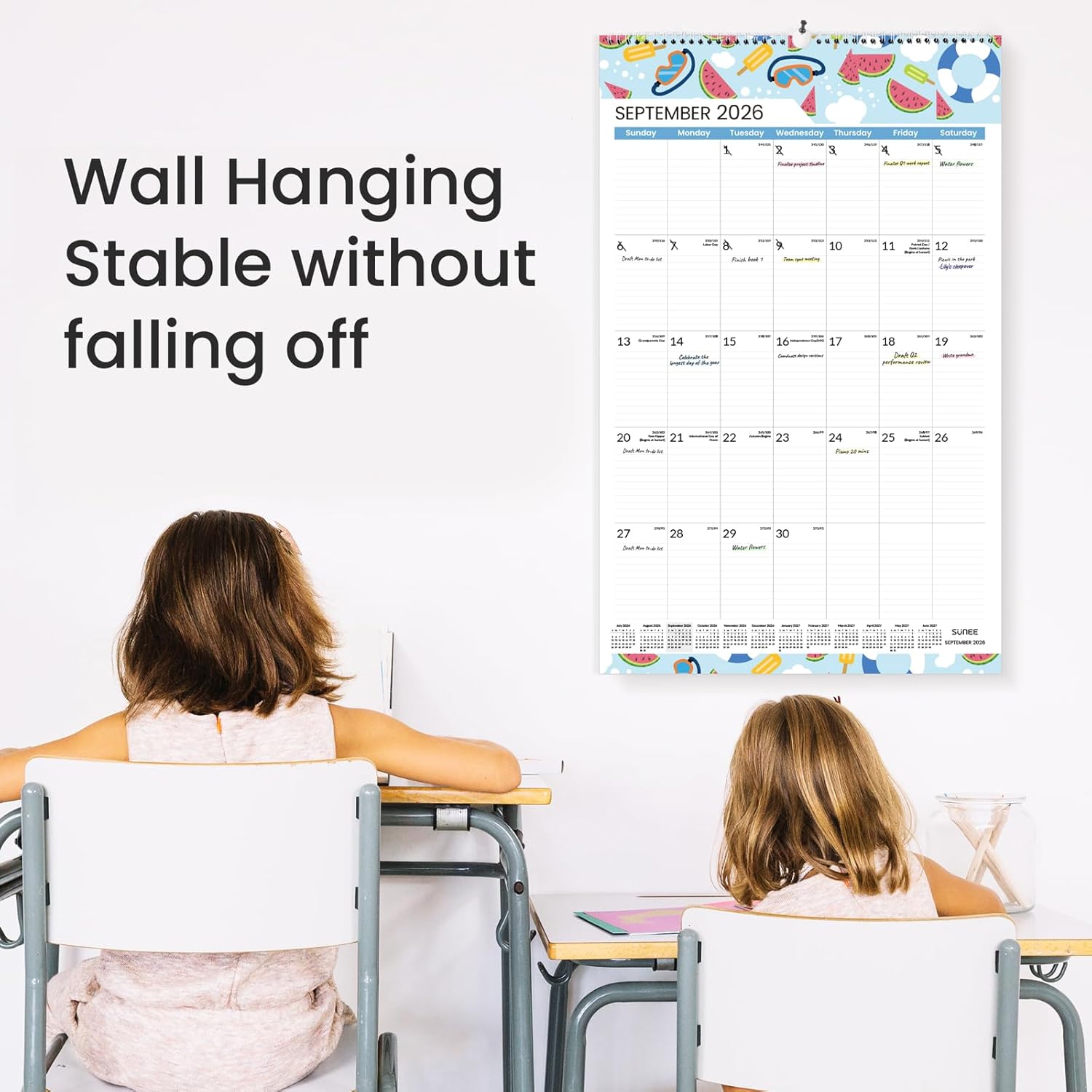SUNEE 2026 Wall Calendar Extra Large 17"x27", 21 Month Calendar (Ends December 2027), Vertical Large Monthly Calendar 2026-2027 for Wall, Seasons Color