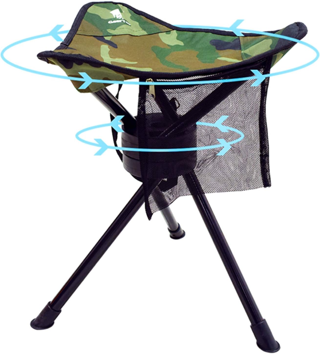 Portable Camping Swivel Folding Stool Seat Foldable Camp Tripod Chair Outdoor Survival Gear for Hiking Fishing Hunting Travel