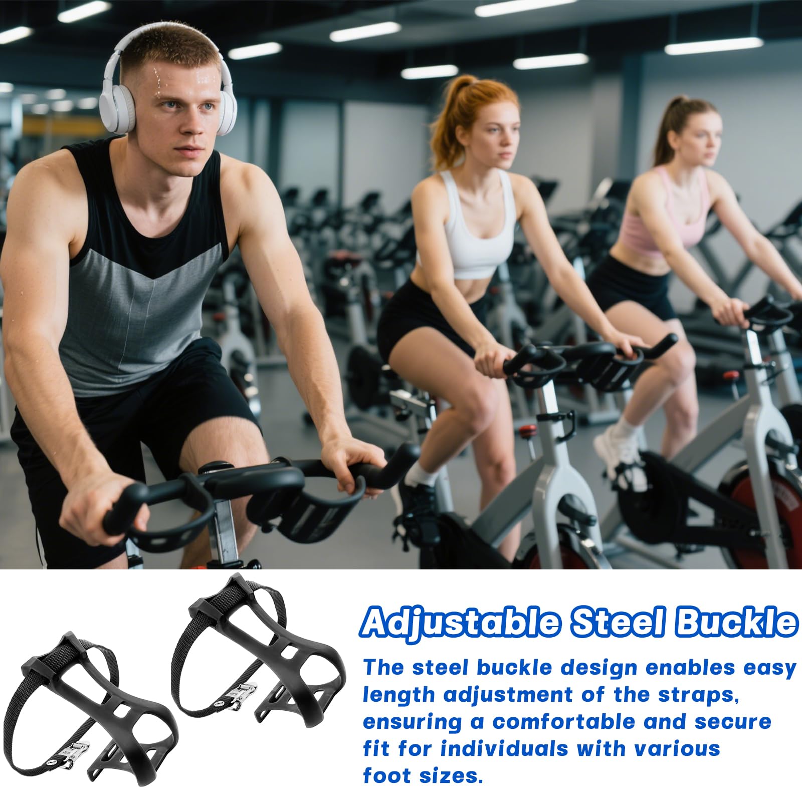 6 Pezzi Regolabile Bicicletta Cinghie Pedale, Piede Pedale Cinghie, Cinghie per Pedali Della Bicicletta Nero per Attrezzi Fissi Mountain Bike Bici da Strada (50 CM / 19,68 Pollici)