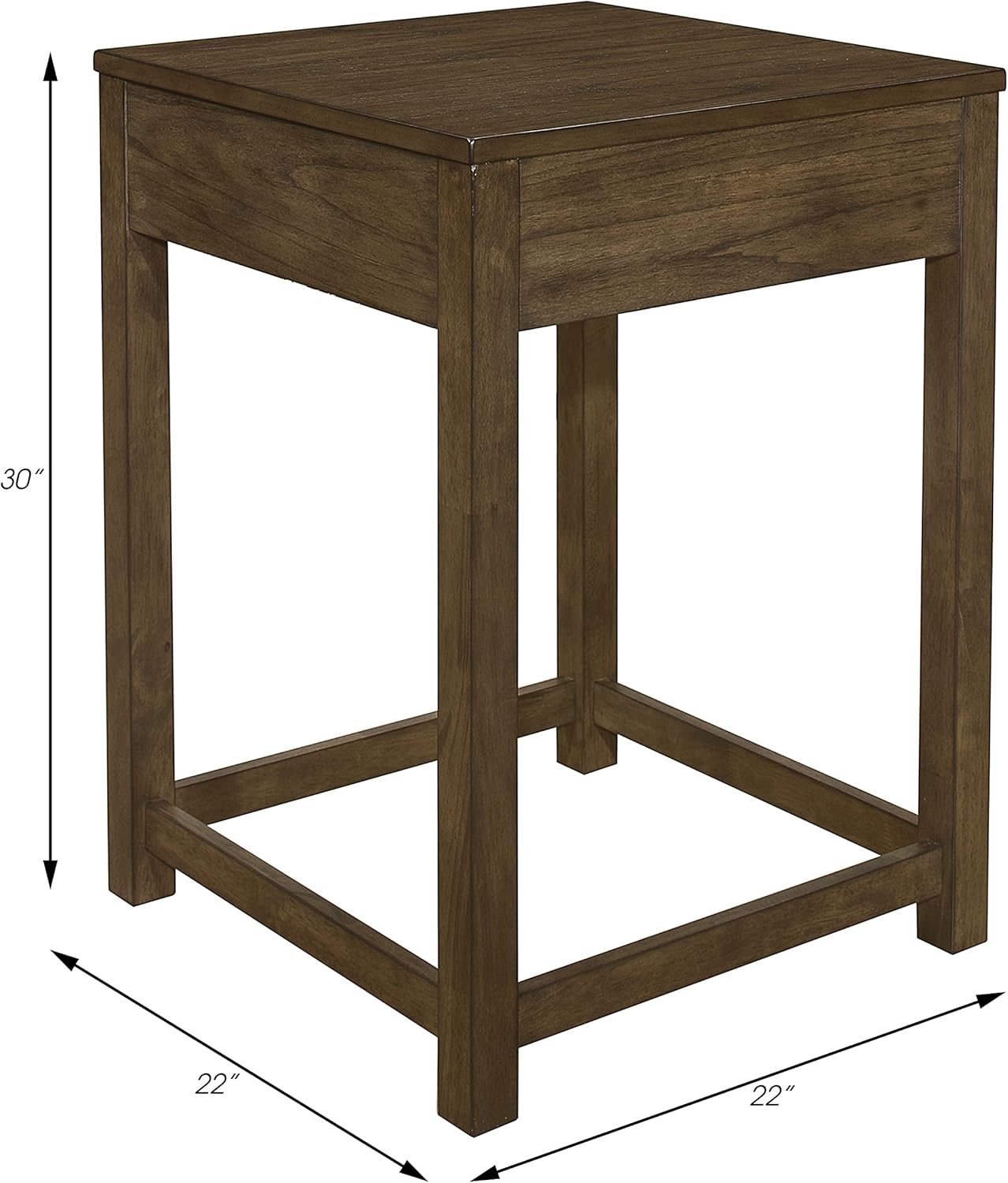 Lexicon Ozias Square Home Office Corner Unit Table, 22" x 22", Brown Gray