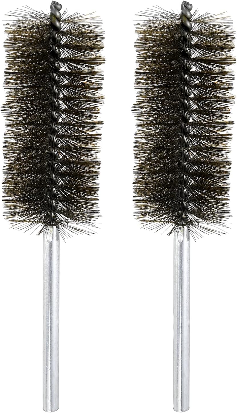 HARFINGTON 2pcs Wire Bore Brush Set 8 Inch Length 1.8 Inch Shank Stainless Steel Bristles Cleaning Brush for Clean Car Part Tube Kitchen Garage