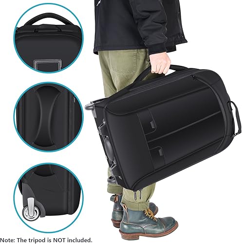 Miniatura 8 de Neewer Mochila convertible 2 en 1 para cámara con ruedas con doble barra, compartimento acolchado desmontable antigolpes para cámaras SLRDSLR,