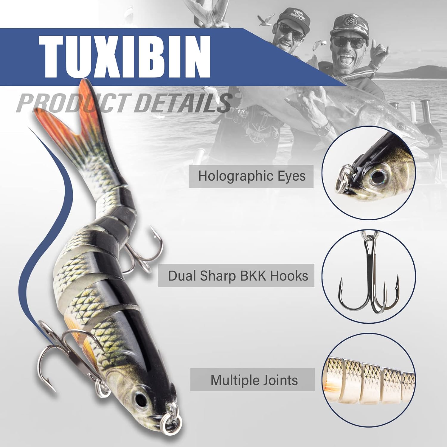 TUXIBIN Pike & Sea Fishing Lures, Multi Jointed Swimbaits, Slow Sinking, Bionic Swimming, Freshwater & Saltwater Accessories - Image 4