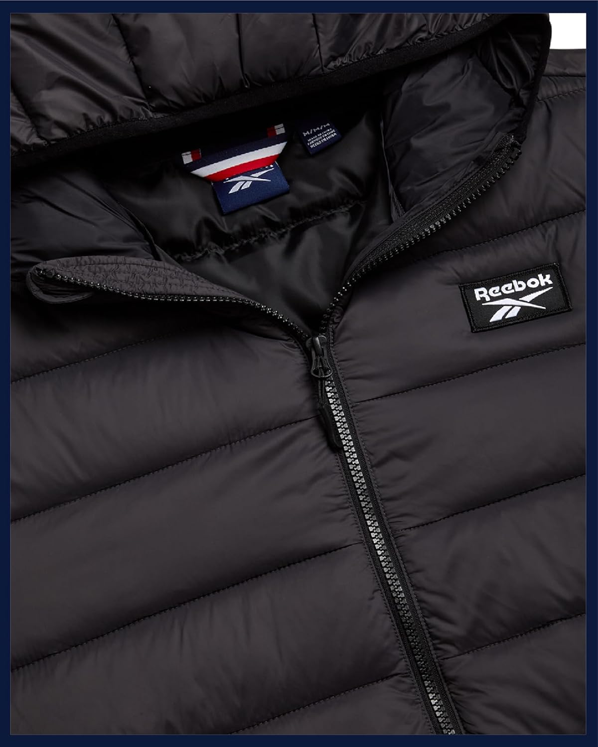 Reebok Mens Puffer Jacket – Lightweight Quilted Warm Glacier Shield Hooded Mens Winter Coats – Cozy Insulated Jackets for Men