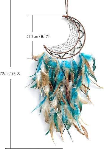 Miniatura 3 de Atrapasueños verdes, atrapasueños de luna grande para dormitorio, perfecto atrapasueños hecho a mano, decoración de pared, adorno colgante para