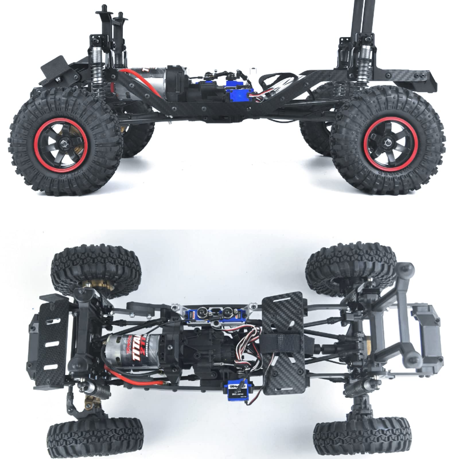 Runup RC, rama samochodowa z włókna węglowego, szyny podwozia ramy bocznej z uchwytem na tacę na baterie do Traxxas TRX4 1/10 RC części do gąsienicy